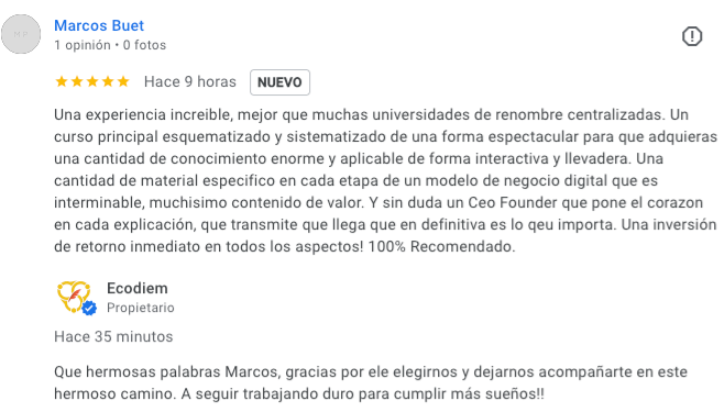 Reseñas de Google de Ecodiem