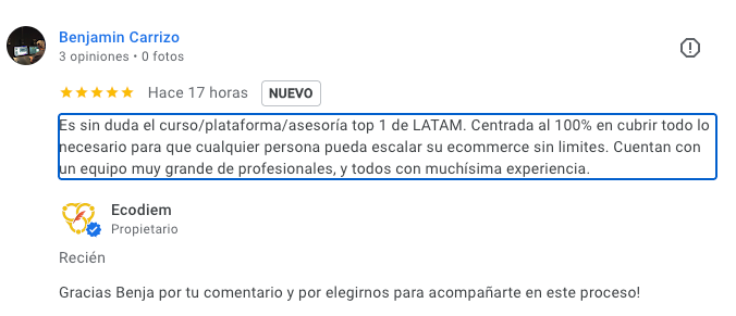 Reseñas de Google de Ecodiem