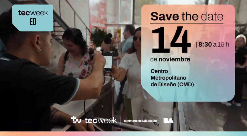Imagen con el Save the date de Tecweek ED el 14 de noviembre de 8.30 a 19 horas en el CMD, centro Metropolitano de Diseño